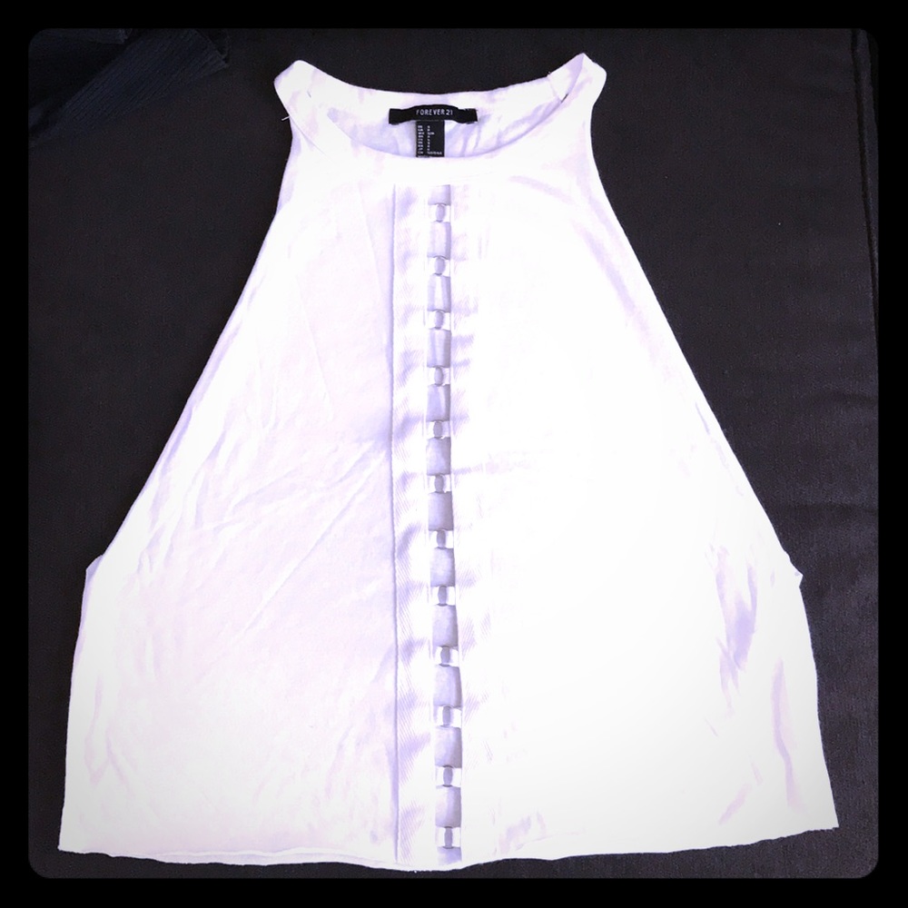 White blouse with metal ring detailing